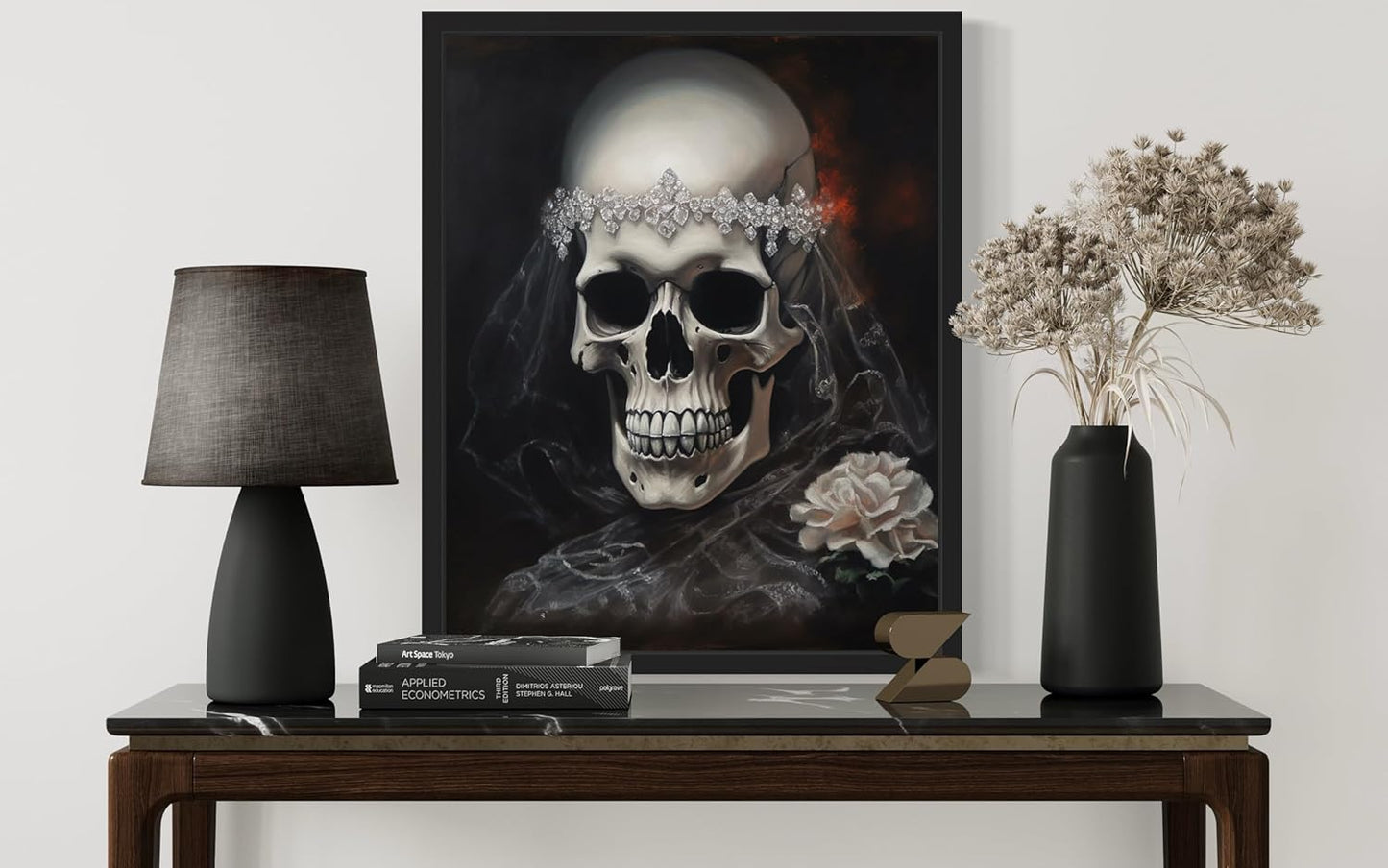 Skull Bride Poster Art Print, Halloween Scary Vintage Wall Art Academia Spooky Painting Decoration for Horror Prints, Gothic Posters Bedroom Decor 89 (Skull Bride, 8 x 10 inches, Unframed)