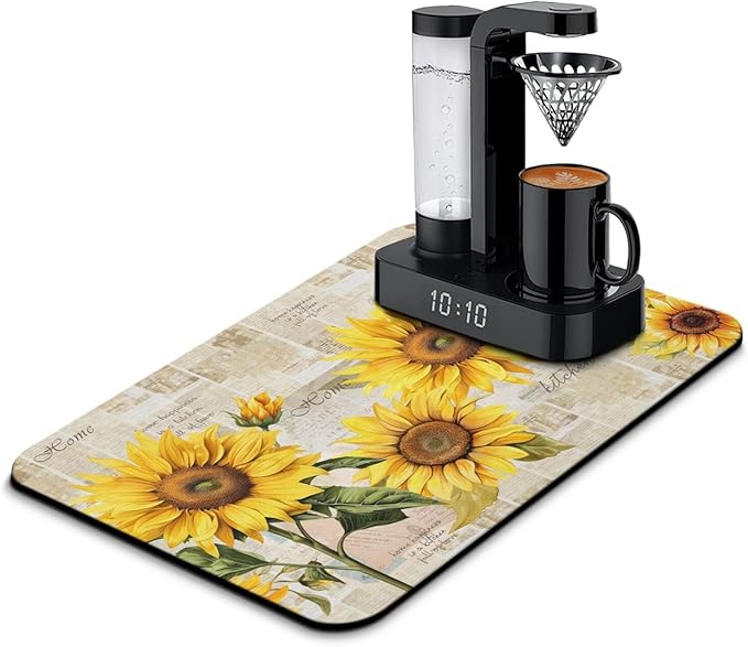 Fun Coffee Mat 23inx15in,Coffee Bar Mat for Countertops,Absorbent Hide Stain Anti-Slip Coffee Bar Accessories Fit Under Coffee Machine Mat,dish Drying Mats for Kitchen