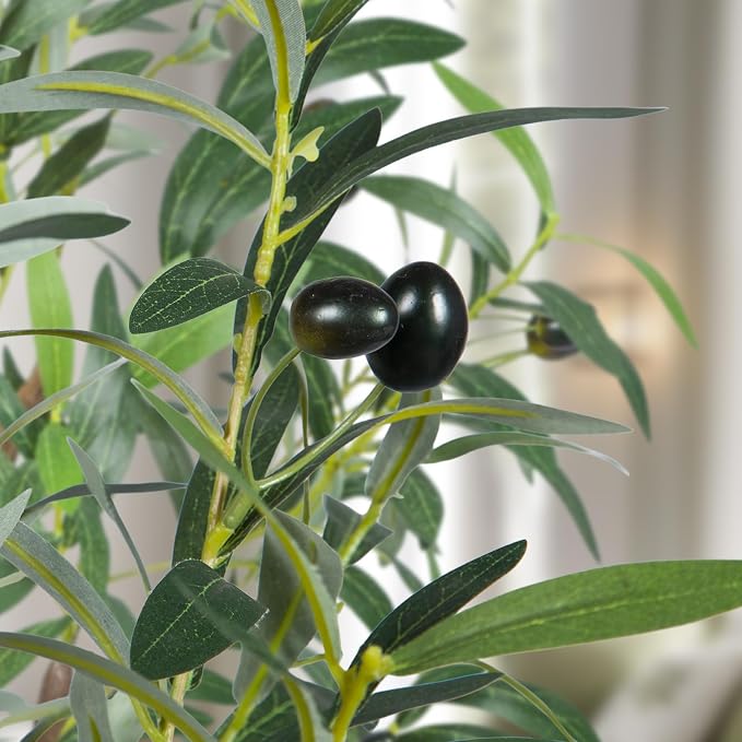 Fake Olive Tree, 5FT 2Pack, 60in Tall Silk Plant | 536 Realistic Leaves, 20 Fruits, With Trunk, Modern Office Home Decor Indoor