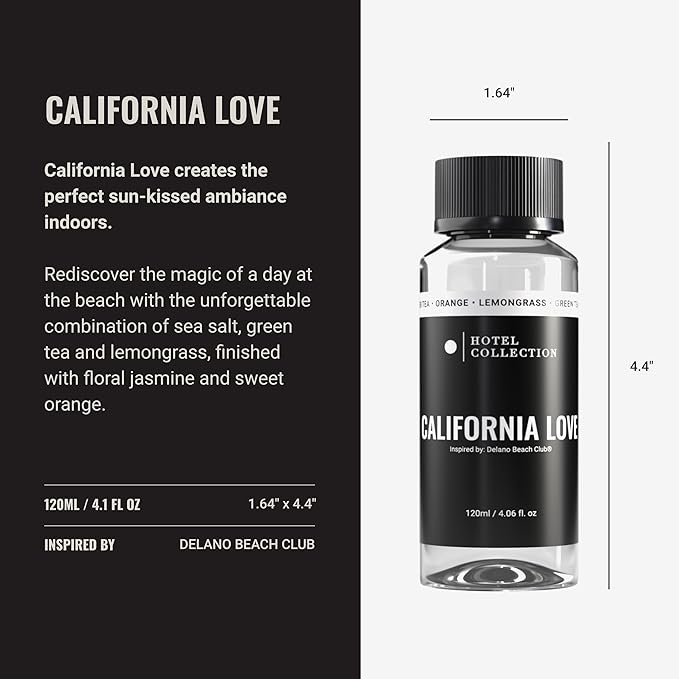 Hotel Collection Diffuser Oil - California Love - Aromatherapy Essential Fragrance Oil - Green Tea, Orange, and Lemongrass - 120mL 4.1 Fl oz