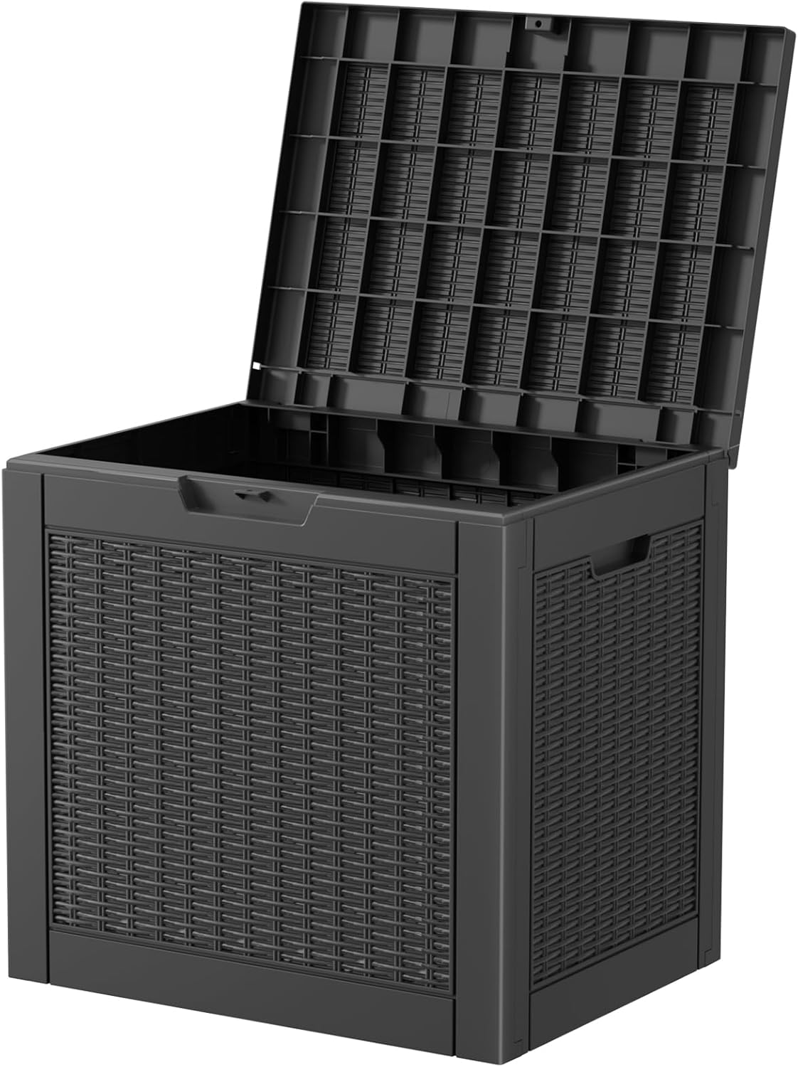 Vixzen 31 Gallon Resin Deck Box - Lockable Outdoor Storage for Patio Cushions, Garden Tools, Pool Supplies，Black