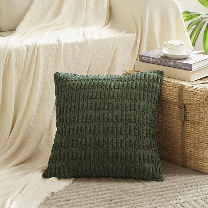 Fancy Homi 4 Packs Decorative Throw Pillow Covers for Living Room Couch Bed, Modern Farmhouse Boho Home Décor Accent Cushion Case, 20" x 20" (Pack of 4), Olive Green