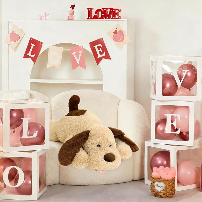 MorisMos Giant Dog Stuffed Animals, 31inch Large Dog Plush, Fluffy Soft Big Puppy Pillow Birthday Gift for Kids, Girls, Boys, Brown