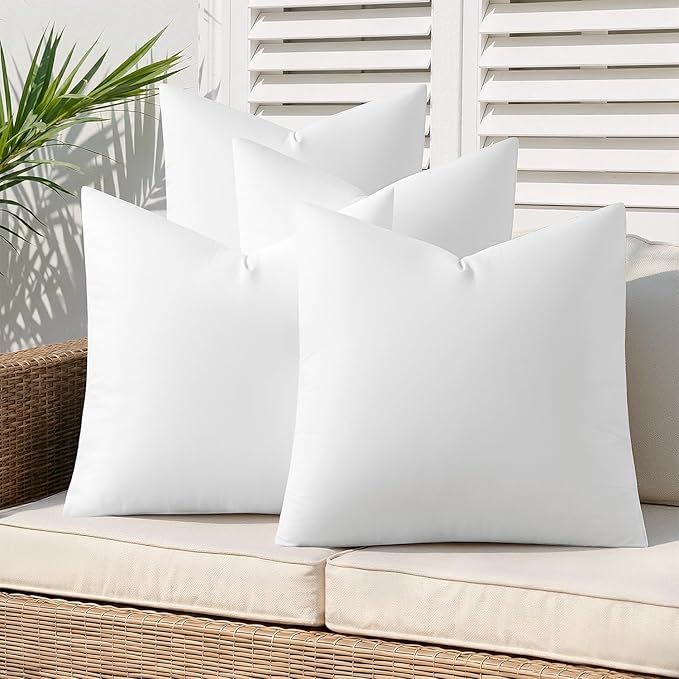 MIULEE Outdoor Pillow Inserts 20x20 Pack of 4 Waterproof Throw Pillow Inserts Decorative 100% Virgin Fibers Filling for Patio Sofa Couch