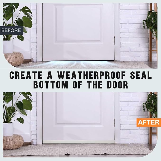 Pickmesh 2 Pcs 36 Inch Adjustable Storm Door Bottom Sweep for Door Seal 1-1/2 to 2-3/5 Inch Replacement Parts Under Draft Stopper Weather Stripping Threshold Seal (White)