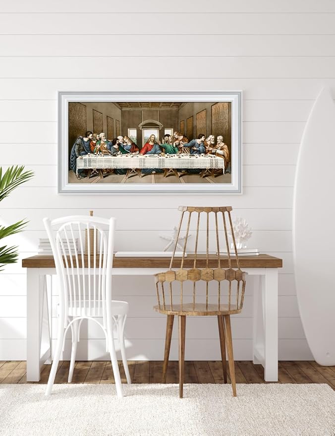 DECORARTS - The Last Supper by Leonardo Da Vinci Giclee Reproduction, Giclee Print on Acid-Free Cotton Canvas with Matching White Solid Wood Frame