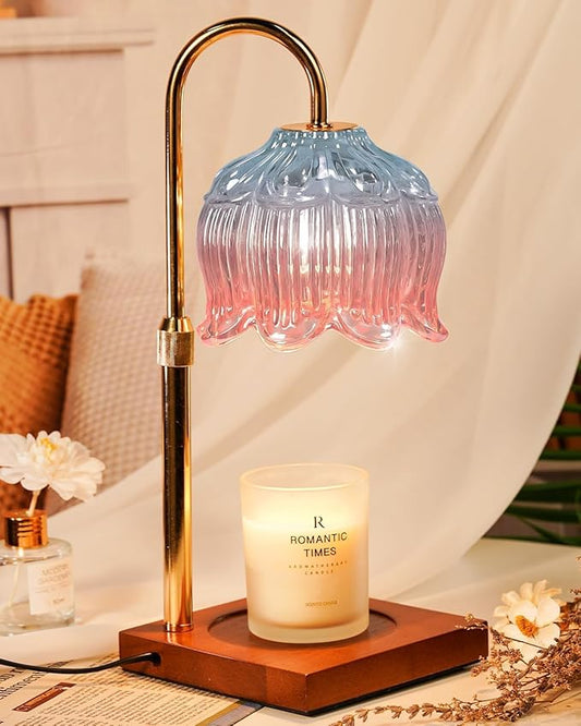Candle Warmer Lamp with Timer & Dimmer, Candle Lamp Warmer Adjustable Height, Mothers Day Birthday Gifts for Women Mom, House Warming New Home Bedroom Decor, Lotus Flower Wax Warmer for Jar Candles