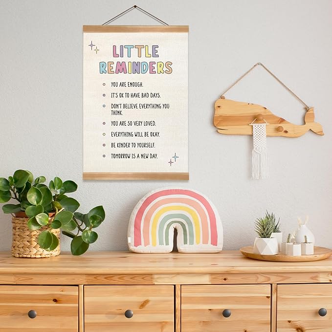 ZTGDA Little Reminders Wall Art,Inspirational Quotes Canvas Print with Wood Hanger Frame, Daily Reminder Poster for Bedroom Teens Room, or Classroom Decor, 12x16 Inches (Reminders)