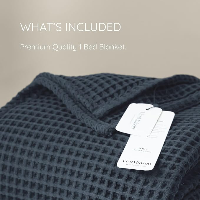 Premium Waffle Throw Blanket California King Size Anthracite - 100% Turkish Cotton, Light and Airy Waffle Weave All-Season Quilt - Luxury Decorative Bedspread (Anthracite, 95" x 126" Inch)