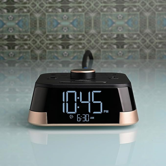 The Original Brandstand CubieTime | User Friendly & Convenient Alarm Clock Charger | 1 USB-A & 1 USB-C Port | 2 Tamper Resistant Outlets | As Seen in Top Hotel Brands