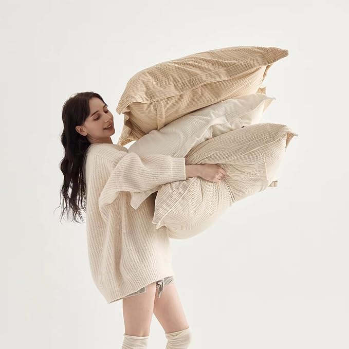 COCO TOP 30x30 Inch Corduroy Pillow Cover Set (3-Pack) -Only Covers, No Insters（Camel/Beige/White）