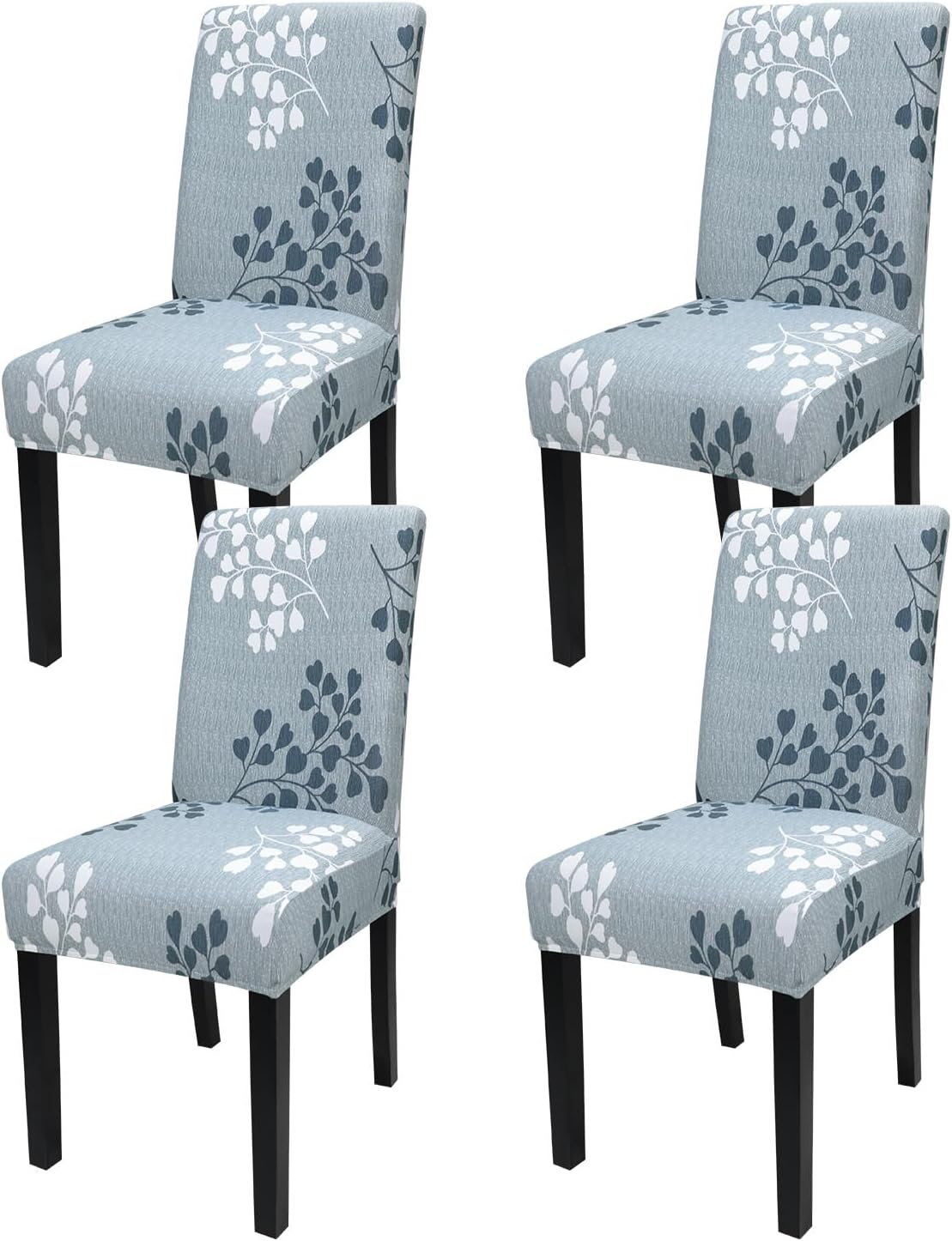 JQinHome Pattern Chair Covers for Dining Room Set of 4, High Stretch Removable Washable Parsons Chair Slipcover for Home Party Hotel Wedding Ceremony (Flower,4PCS)