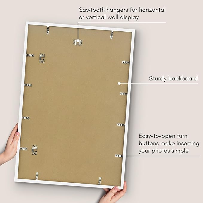 Americanflat 20x30 Poster Frame with Polished Plexiglass - Streamline Collection - Thin Border Picture Frame for Wall Display - Hanging Hardware Included - White