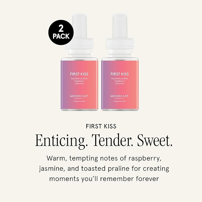 Pura & Moodcast Home Scent Refill - Smart Home Air Diffuser - Long-Lasting Premium Fragrance per Refill - Household Essential - Clean & Safe Diffuser Fragrance - 2 Pack, First Kiss