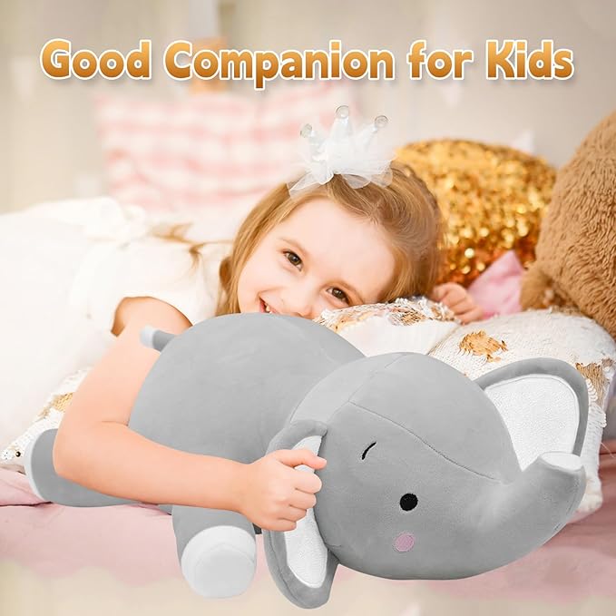 CSVBTRF Weighted Stuffed Animals, 4.2 lbs 23" Elephant Plush Hugging Pillow for Gift, Grey Elephant Stuffed Animals