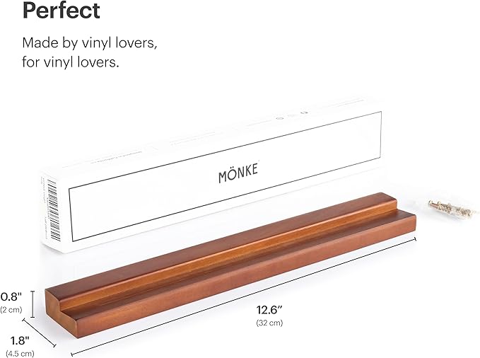 Vinyl Record Wall Mount - an Elegant Display Ledge Made from Solid Wood - This Vinyl Record Shelf Will Hold Records of Any Size (Brown)