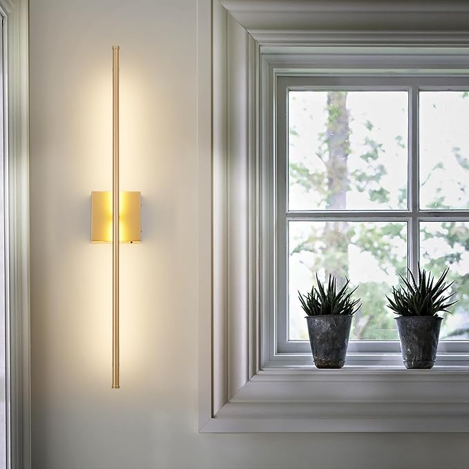 KARTOOSH 40.1 Inch Wall Sconces Battery Operated for Living Room Gold | Rechargeable Wireless Wall Lamp Set of 2, 3000K Warm White Dimmable Wall Light Remote Control Indoor Lighting for Bedroom
