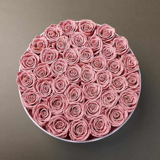 Gifts for Women Preserved Roses Flower Box, Luxury Velvet Box with 40 Roses, Preserved Flowers, Romantic Gift for Her, Wife, Girlfriend, Birthday Anniversary Christmas (Dusty Pink)