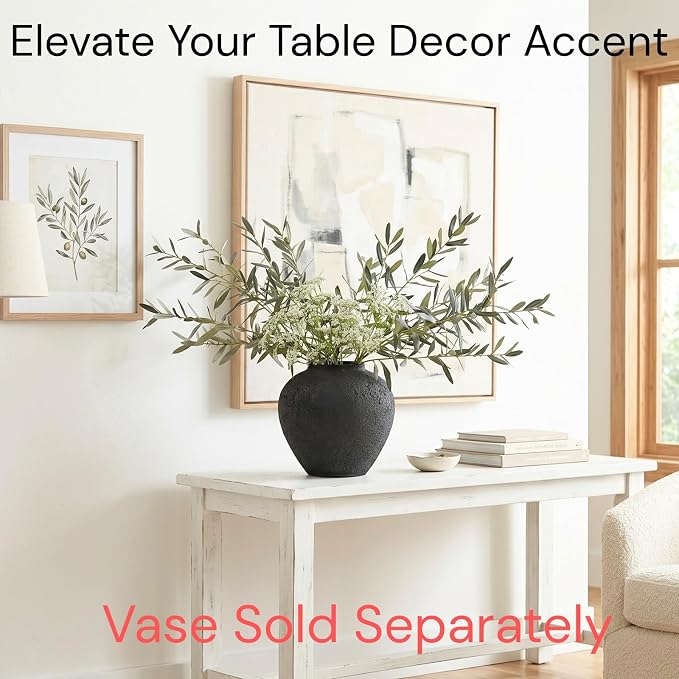 RyddeligHome Faux Arrangement - Olive & White Berry, Realistic Artificial Greenery Stems for Vase, Winter Floral Arrangement for Farmhouse Home Decor, Christmas Table Centerpiece Decor