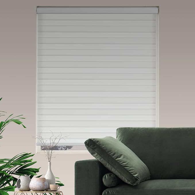 Zebra Blinds Windows Blinds Roller Shades Privacy Light Filtering Sheer Shades(Maximum Height 72inch, White Color, Width 40 inch)