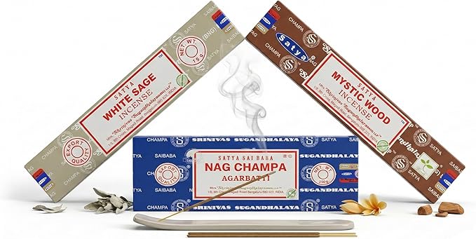 Satya Sai Baba Nag Champa Agarbatti, 250gms Hand Rolled Fine Quality Incense Sticks for Purification, Relaxation, Positivity, Yoga, Meditation (NC250 Pack of 3 -Mystic)