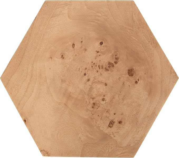 Kate and Laurel Berkett Hexagon Burlwood Side Table, 14 x 12 x 19, Natural Wood, Transitional End Table for Use as Burlwood Nightstand, Living Room Pedestal Table, or Dorm Room Vanity Stool