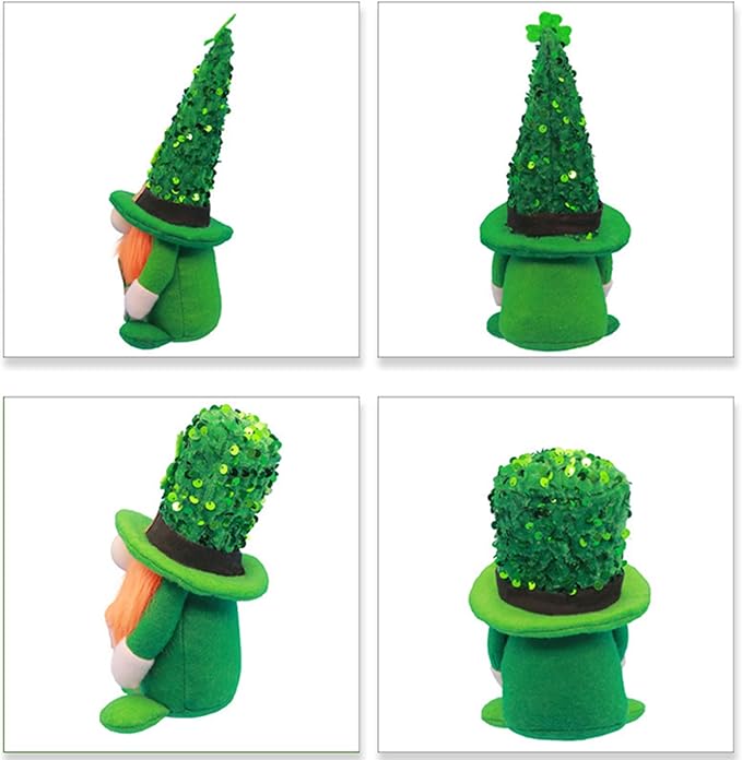 Eimilaly Lucky Clover Gnomes for St. Patrick's Day Decor, Spring Gnomes Set Ornaments for Garden or Theme Party Gnome Decor - 2PCS