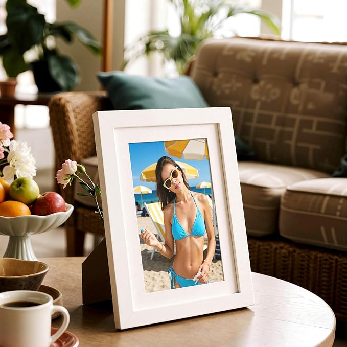 HappyHapi 5x7 Picture Frames Set of 10, White Picture Frames Display Pictures 4x6 with Mat or 5x7 Without, Tabletop or Wall Display, Multi Photo Frames Collage (White)