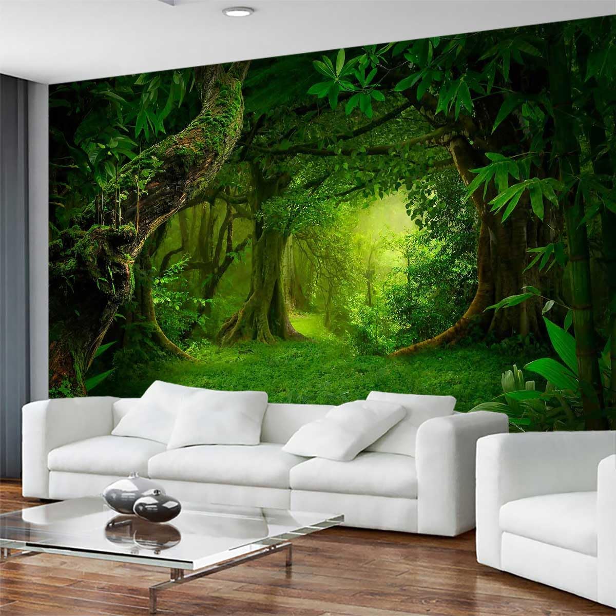 Ancient Large Trees Forest Wallpaper, Large Background Wall Mural, Decorating Bedroom, Living Room, Bath Room(Non-self-Adhesive)