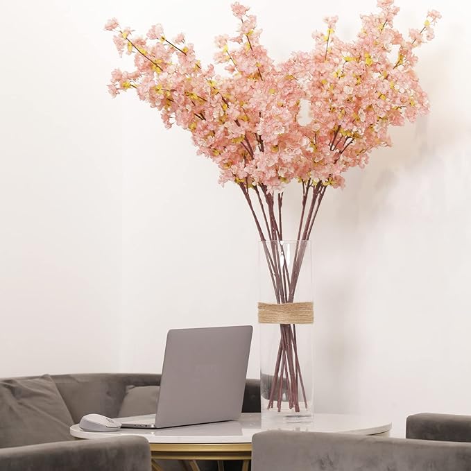 Artificial Cherry Blossom Branches, 4 Pcs 39 Inch Silk Faux Cherry Blossom Decor for Home Wedding Table Vase Decor, Cherry Blossom Tree