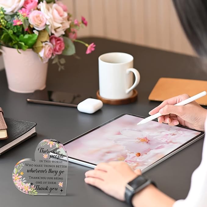 Yinder Thank You Gifts for Women Appreciation Gifts for Coworker Employee Nurse Teacher Leader Boss Inspirational Quotes Acrylic Desk Decor for Home Office Farewell Retirement