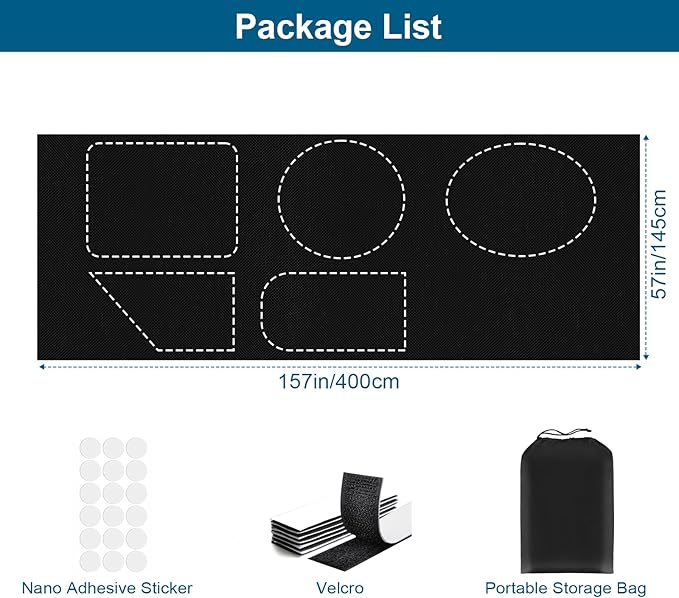 Petaholic 100% Blackout Curtains for Bedroom, Portable DIY Window Blinds, No Drill Window Shades & Blackout Blinds with Stickers & Tabs for Travel, Dorm Room, Media Room (157" x 57")