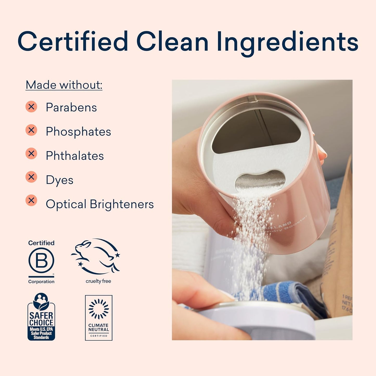 BLUELAND Oxi Laundry Booster Powder with Tin, Starter Set, Clear Skies Scent, 25 Loads, 17.6 oz, Plastic-Free, Eco Friendly, Oxy Cleaner, Stain Remover