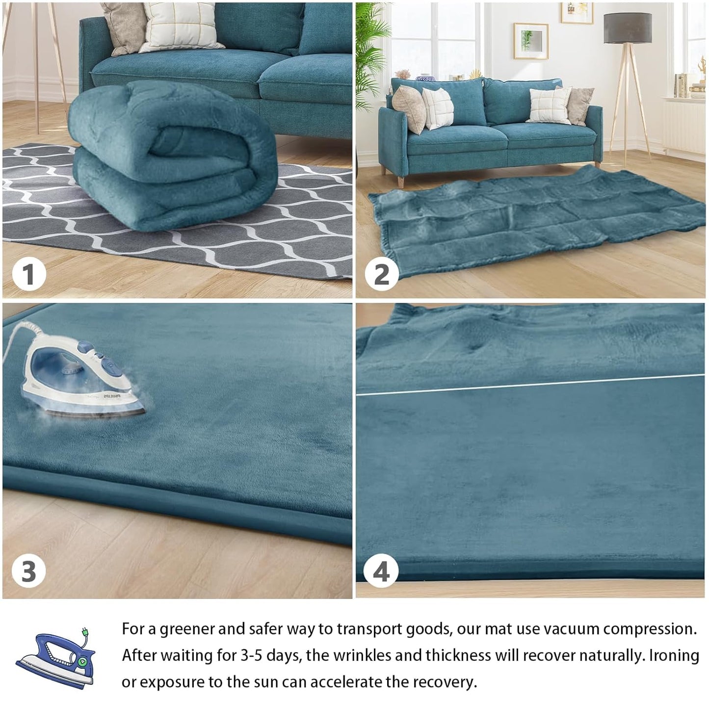 Baby Play Mat for Floor Tummy Time Mat Nursery Rug Muscle Area Playroom Rug Tatami 79"x118" Memory Foam 1.3" Thick Crawling For Babies,Toddlers, Infants, Kids,Floor(Green)