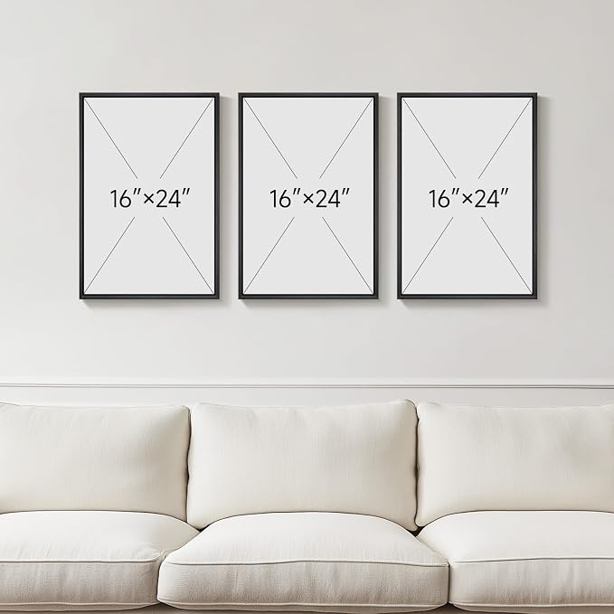 Framed Highland Cow Wall Art for Living Room, 3 Piece Black and White Farmhouse Canvas Artwork for Walls, Vintage Rustic Barn Western Farm Picture Prints for Bedroom Dining HallWay Wall Decor 16x24 In