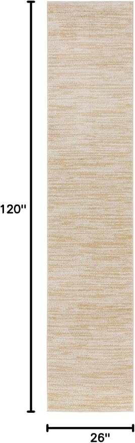 Nourison Home Nourison Essentials Ivory Gold 2'2" x 10' Area Rug - Easy Clean, Non Shedding, Bed Room, Living Room, Dining Room, Kitchen (10' Runner)