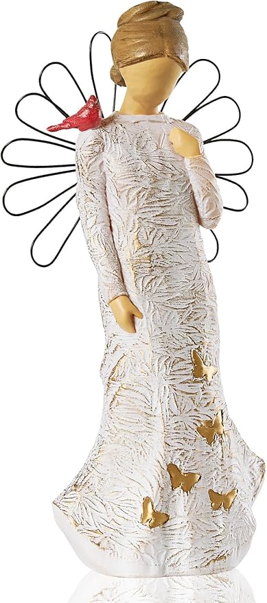 NAN ZAI NAN FANG Sympathy Angel Figurines for Loss of Loved Ones Angel Statues Home Decor Serenity Prayer Gifts for Women Resin Sculpted Hand-Painted Figure Bereavement Gift Praying Hands Statue
