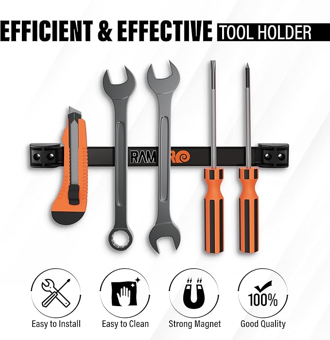 Vanitek 12-Inch Magnetic Metal Tool Holder Organizer Racks, Heavy-Duty Bar for Garage/Workshop (2 Pieces)
