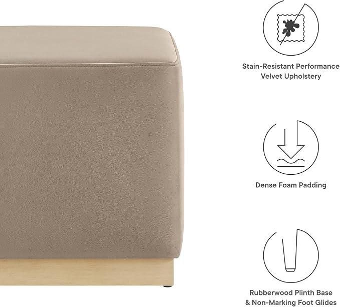 Modway 17" Square Performance Velvet Upholstered Upholstered Ottoman