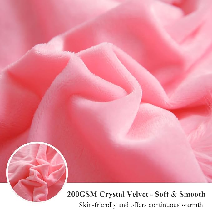 XeGe Plush Shaggy Duvet Cover Set, Luxury Ultra Soft Crystal Velvet Fluffy Bedding Sets 3 Pieces(1 Furry Faux Fur Comforter Cover + 2 Fuzzy Faux Fur Pillow Cases), Zipper Closur (King, Light Pink)