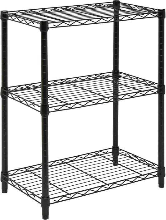 Honey-Can-Do 3-Tier Heavy Duty Adjustable Shelves, Metal Storage Rack With 250-lb Shelf Capacity, Black, 14" W x 24" L x 30" H