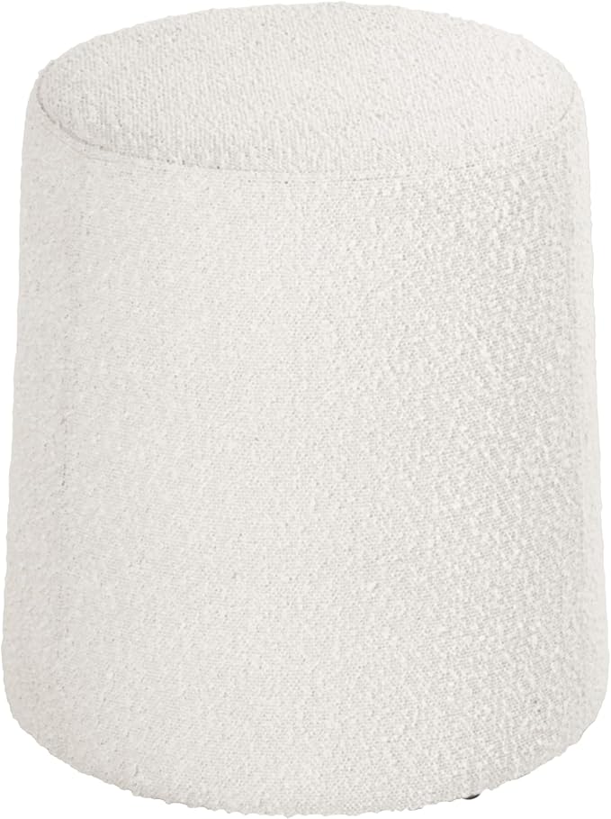 HomePop Organic Shape Ottoman (No Lid, Seat Only) | HomePop Home Décor | Round Pouf Foot Rest – Cream Boucle