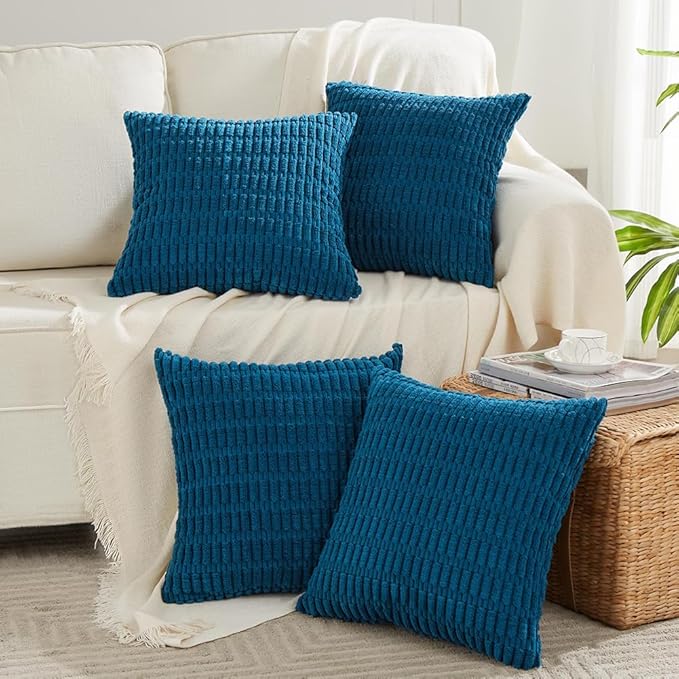 Fancy Homi 4 Packs Decorative Throw Pillow Covers for Living Room Couch Bed, Modern Farmhouse Boho Home Décor Accent Cushion Case, 20" x 20" (Pack of 4), Teal