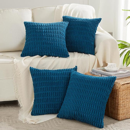 Fancy Homi 4 Packs Decorative Throw Pillow Covers for Living Room Couch Bed, Modern Farmhouse Boho Home Décor Accent Cushion Case, 16" x 16" (Pack of 4), Teal