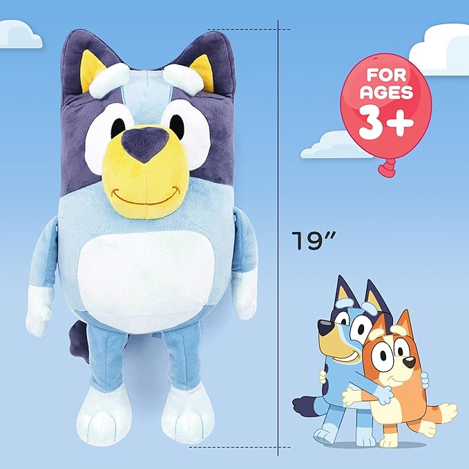 Jay Franco Plusg Pillow Buddy Super Soft Polyester Microfiber | Bluey 19 Inches