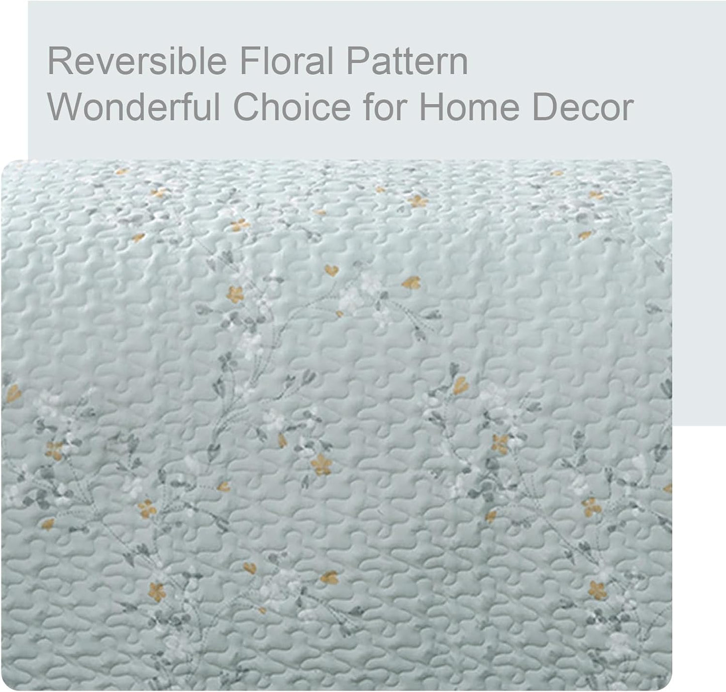 Exclusivo Mezcla Reversible Boho Quilt Set King Size, 3 Pieces Flowers Aqua All Season Bedspreads, Ultra Soft Floral Coverlet Bedding Set with Printed Pattern (1 Quilt, 2 Pillow Shams)