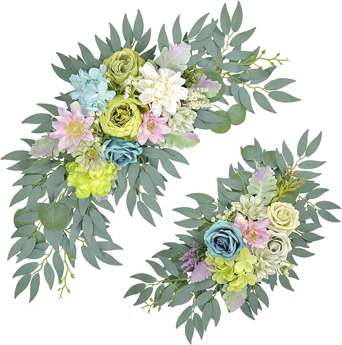 Artificial Flower Wedding Arch Decorations, Arch Faux Flowers Greenery for Wedding Decor, Reception Backdrop Decoration, Bridal Shower, Baby Shower (Green)