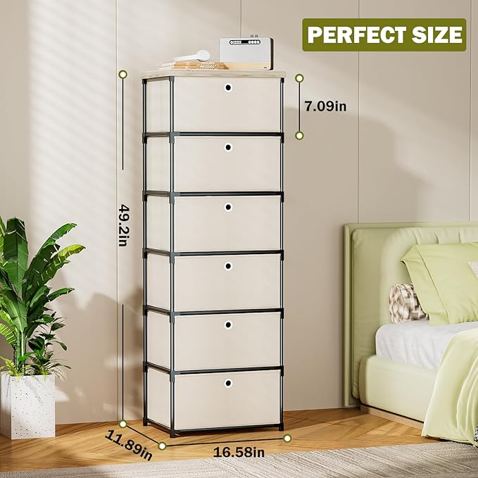 LUKYTOWER Fabric Storage Drawers Dresser and Chest of Drawers, Small Dresser with Drawers Unit, Sturdy Fabric Storage Bin Organizer for Closet