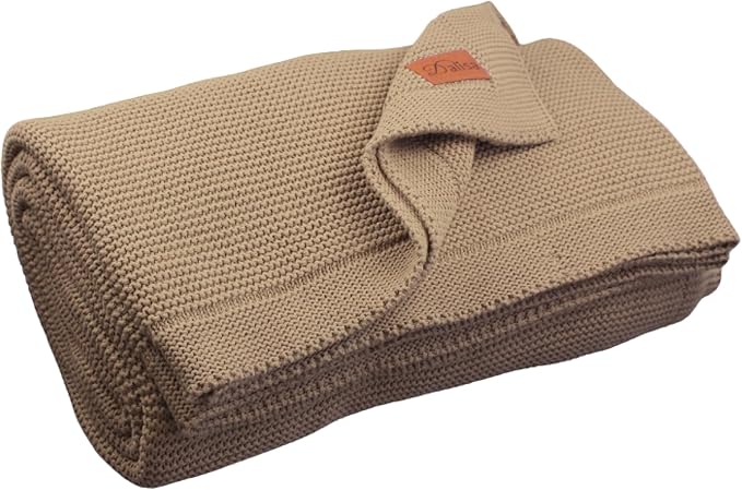 Dalisa 100% Organic Turkish Cotton Throw Blanket - GOTS Certified, Cozy - Perfect for Couch, Bed, and Home Decor - Boho Vintage Knit Alina (Mocha Meringue, 60x80)