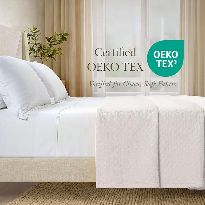 Threadmill Luxury Cotton Blankets for Twin Size Bed | All-Season 100% Cotton Twin Blanket for Bed | Criss Cross Jacquard Lightweight, Soft & Cozy Coverlet, 350GSM, 68 x 90 inches | Vanilla Cream